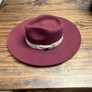 Charlie 1 Horse Burgundy Fedora Hat with Beige Band